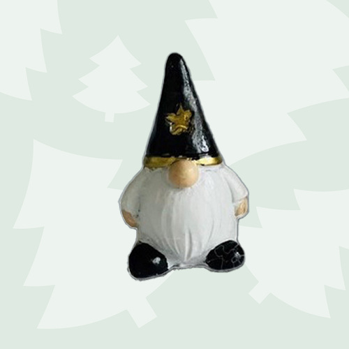 4cm Gnome Figurine- Black Hat With Gold Star