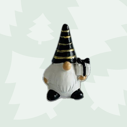 4cm Gnome Figurine- Black Hat With Gold Stripes