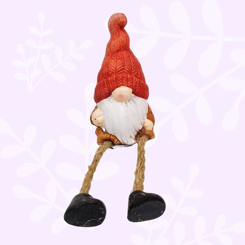 18cm Gnome Shelf Sitter With Rope Legs- Orange Pants