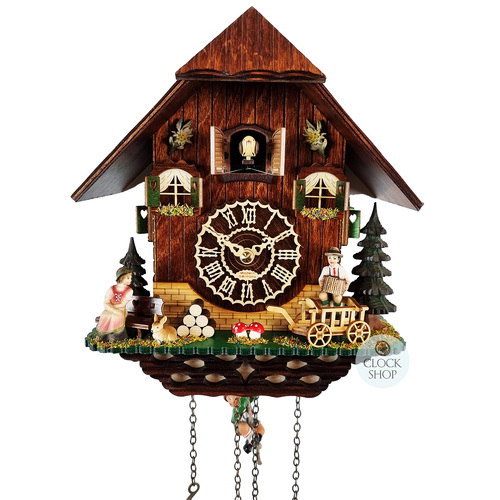 Accordion Player Battery Chalet Cuckoo Clock With Swinging Doll 26cm By TRENKLE