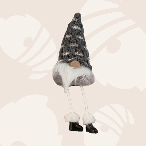 23cm Grey & White Winter Gnome - Dark Grey