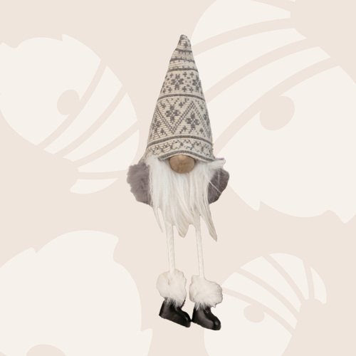 23cm Grey & White Winter Gnome - Light Grey