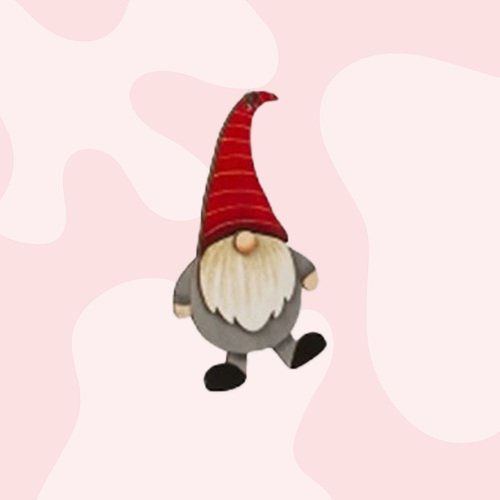 10.3cm Wooden Christmas Gnome Hanging Decoration - Red Stripey Hat