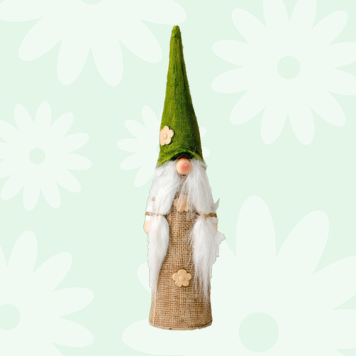 31.5cm Hessian Gnome - Green