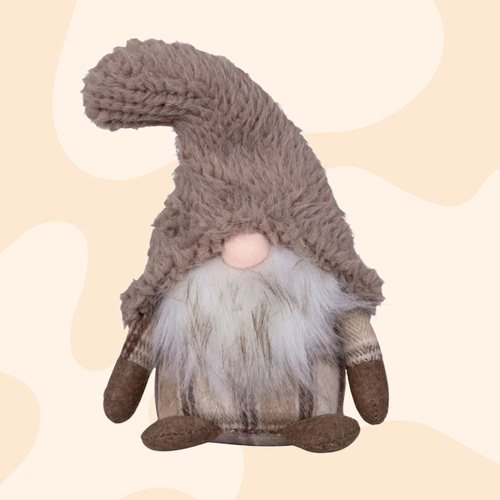 24cm Gnome With Brown Fluffy Hat- Boy