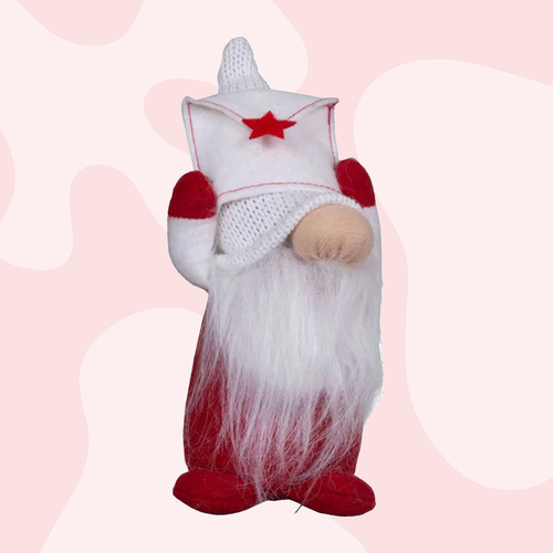 20cm Christmas Messenger Gnome With White Hat