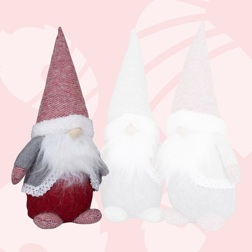 40cm Winter Gnome in Grey Vest- Assorted Designs