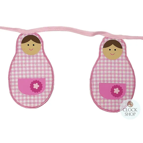 Russian Dolls Hanging Decoration- Babushka Bunting (Pink)