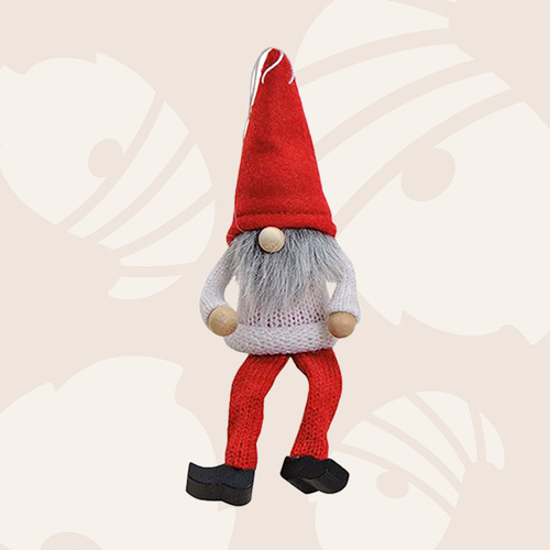 Light Red Christmas Gnome In Winter Clothes