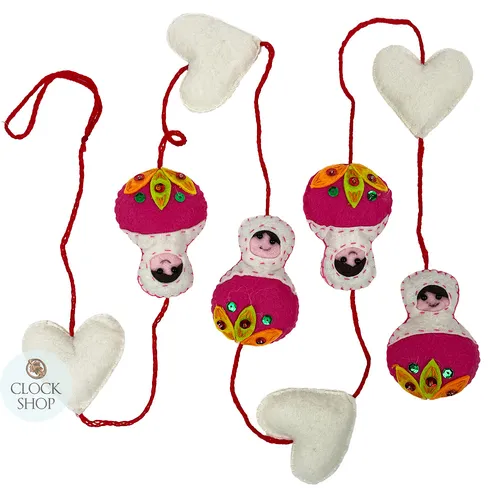 Russian Doll Hanging Decoration Garland- Pink & White 160cm