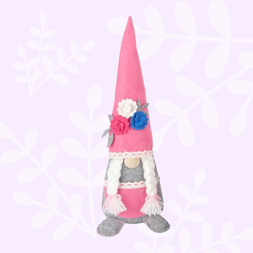 31.5cm Gnome With Pink Floral Hat - Girl