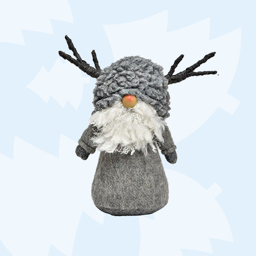 25cm Grey Winter Reindeer Gnome