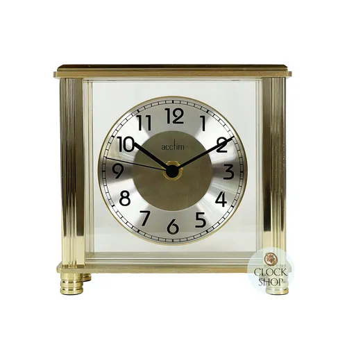 15cm Hampden Gold Battery Table Clock With Floating Dial By ACCTIM