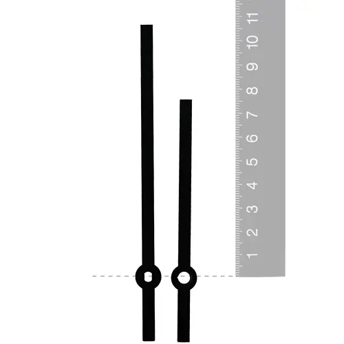 Black Straight Euroshaft Quartz Hands (107mm & 75mm)