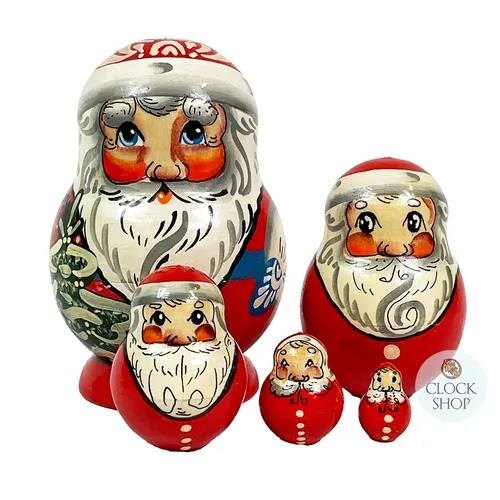 Santa & Tree Russian Dolls- 9cm (Set Of 5)