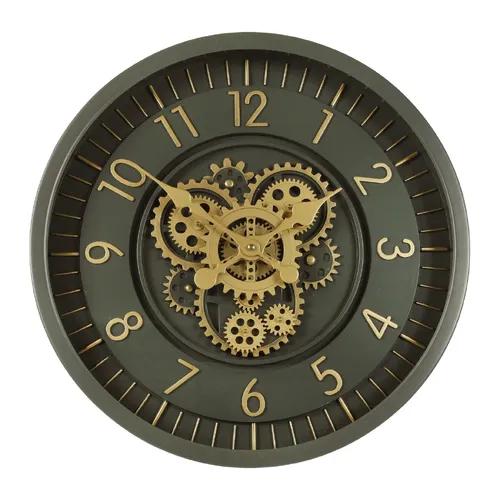 53cm Celestial Grey & Gold Moving Gear Wall Clock By COUNTRYFIELD