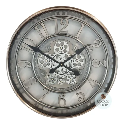 70cm Norris Silver Moving Gear Clock By COUNTRYFIELD