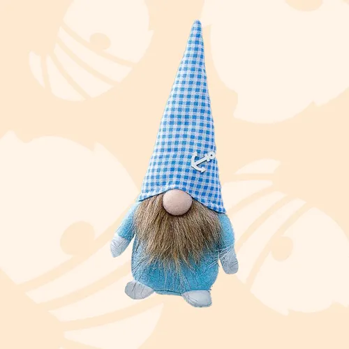 23cm Maritime Gnome- Checkered Hat