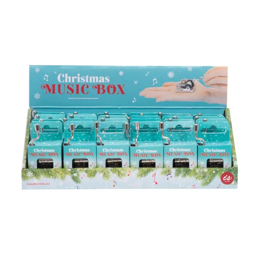 Christmas Hand Crank Music Box- Blue (Santa Claus Is Coming To Town)