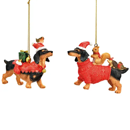 10cm Christmas Dachshund Hanging Decoration- Assorted Designs