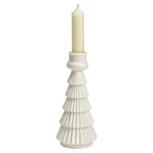 18cm White Ceramic Christmas Tree Candle Holder