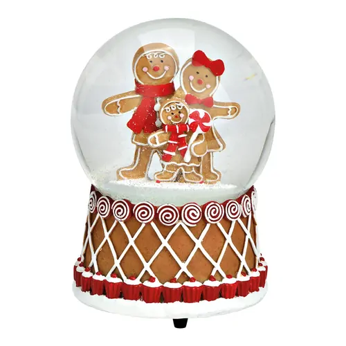 16cm Gingerbread Family Musical Snow Globe