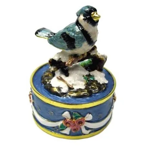 Blue Finch Enamel Music Box (Tchaikovsky- Dance Of The Sugar Plum Fairy)