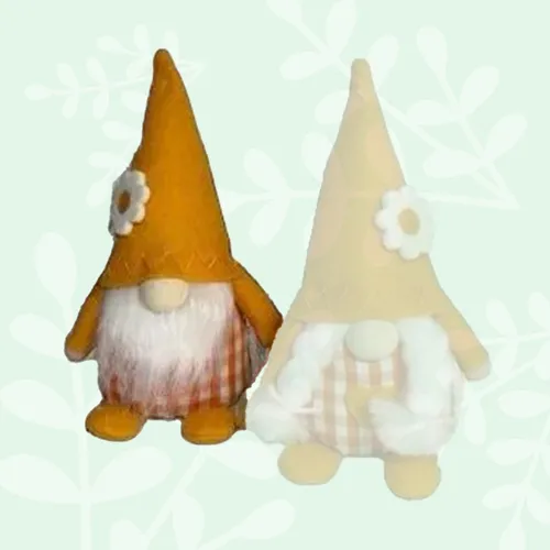 Orange Gnome With Gingham Clothing & Flower Hat- Boy