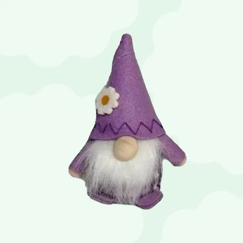 Purple Gnome With Gingham Clothing & Flower Hat- Boy