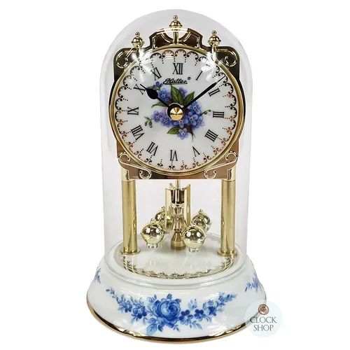 16cm White & Gold Porcelain Anniversary Clock With Decorative Dial By HALLER