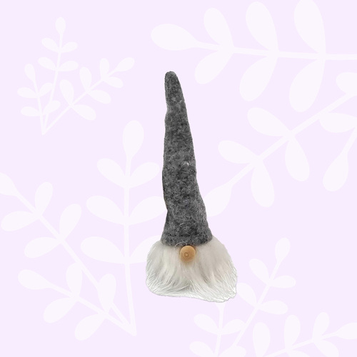 12cm Gnome Head Hanging Decoration- Grey