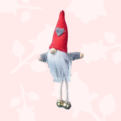 12cm Red & Grey Gnome Fridge Magnet Hanging Decoration- Red Hat