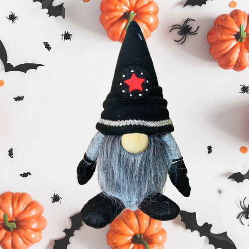 17cm Grey & Black Gnome With Red Star Hat - Boy