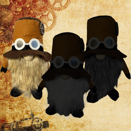 22cm Steampunk Gnome - Brown Beard