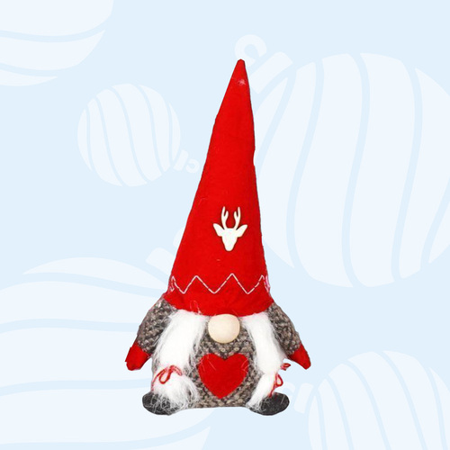 30cm Gnome With Red Reindeer Hat - Girl